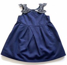 Janie  Jack 2T Navy Blue Cotton Dress Bow Straps Toddler Girl Classic