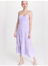 Alice + Olivia Lavendar Sleeveless Floral Eyelet Maxi Dress Sz 0