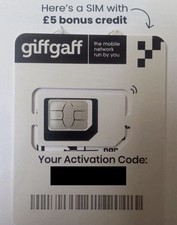 ((300 Cards)) Giffgaff UK Nano, Micro, Standard SIM Card.FREE £5 Credit 4G & 5G