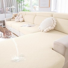 3 Pack Stretch Waterproof Couch Cushion Covers Beige Furniture Protector