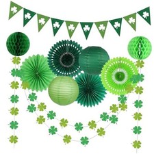 St Patricks Day Decorations, Green Party Supplies Four-leaf Clover Garland