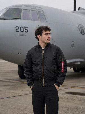 Alpha Industries Flight Jacket Size Large Nylon Black Ta0175-8001
