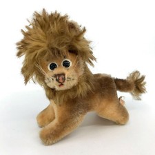 Berg Austria Lion standing Mohair and Dralon Plush 13cm 5in Tag 1960s Vintage