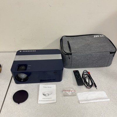 Jifar H6 4K Projector 1080P UHD Navy w/ 120  projector screen. Excellent Shape.