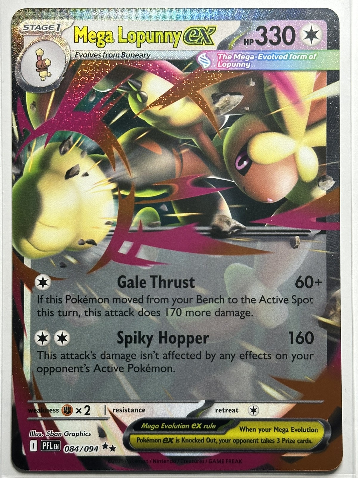 Mega Lopunny ex - Holo ME02: Phantasmal Flames 084/094 LP-NM Pokémon Card