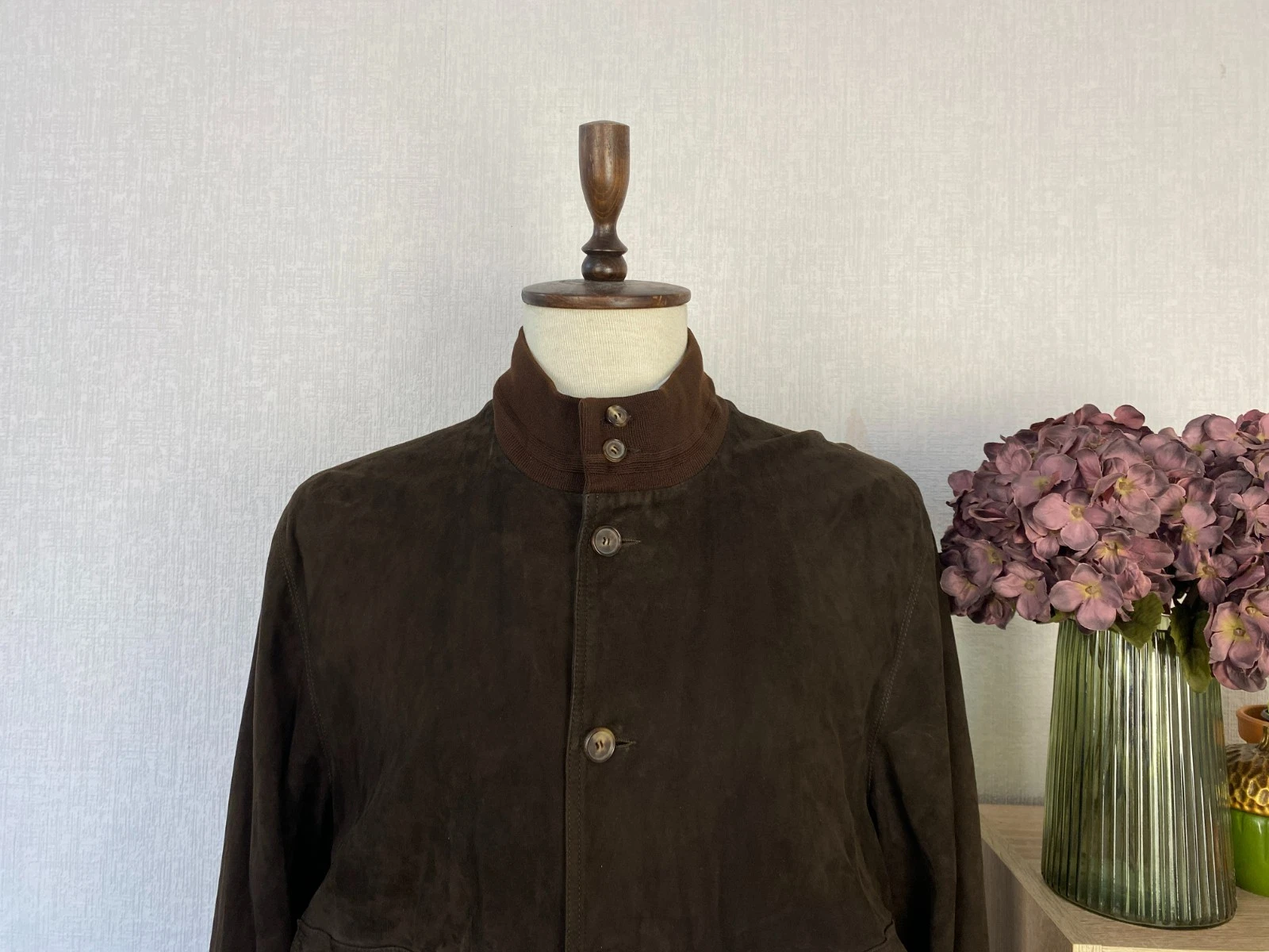 Enrico Mandelli Milano Brown Suede Italian Tailored Bomber Jacket 44, EU 54 - product detail image 2