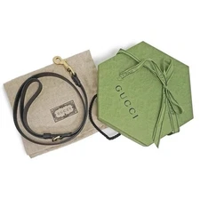 GUCCI Interlocking GG Dog Pet Leash Lead Harness 100cm Length Black Demetra