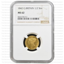 1842 Queen Victoria Gold Half Sovereign NGC MS62