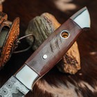 8.7" inch Damascus Steel Hunting Knife Full Tang Ram Horn Handle Leather Sheath — photo 3