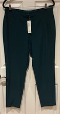 NWT EILEEN FISHER Aegean Washable Stretch Crepe Slim Ankle Pant $168 L