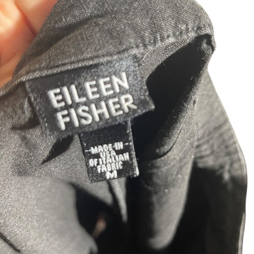 Eileen Fisher Leinen Cropped Wide Leg Hose Relaxed Fit Schwarz, Made in Italy - Bild 3 von 7