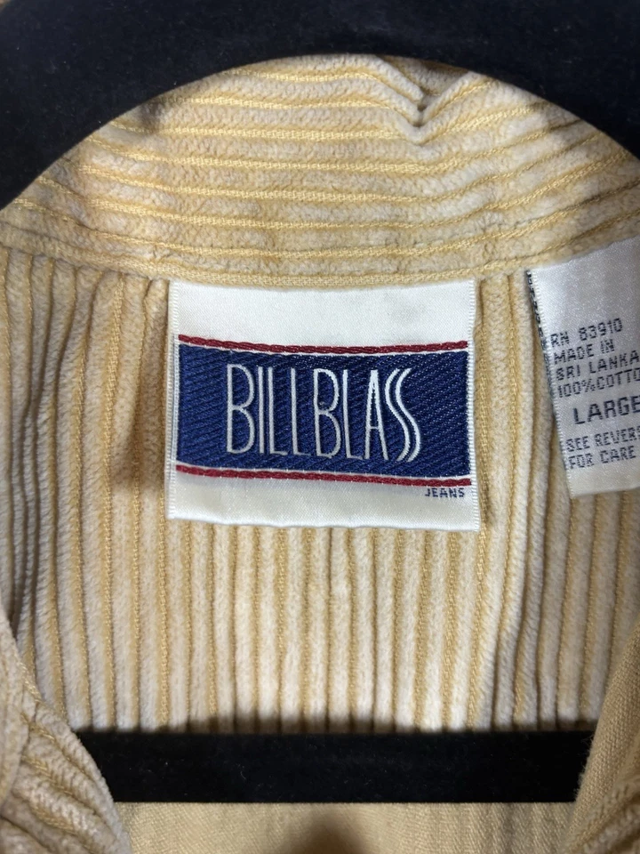 Camisa Chaqueta Vintage Bill Blass Pana Tostada Rayas Para Hombre Grande Años 90 Ropa de Trabajo Foto 4 de 4