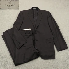 Canali Suit 42R Charcoal 1934 Wool Jacket Coat Flat Front Trouser Pants 36x29