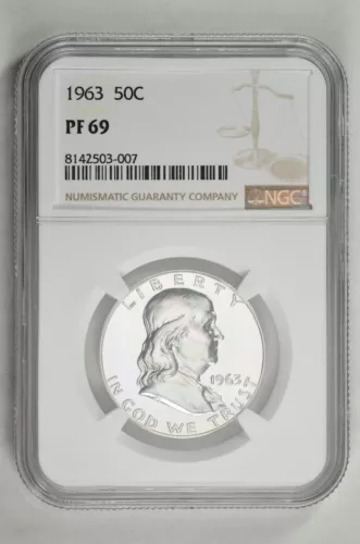1963 50C Silver Proof Franklin Half Dollar NGC PF 69 New Holder