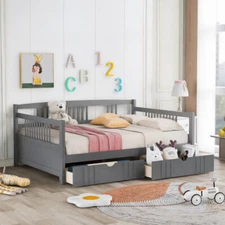 Twin/Full Size Daybed with Storage Drawers or Trundle Wooden Platform Bed Frames
