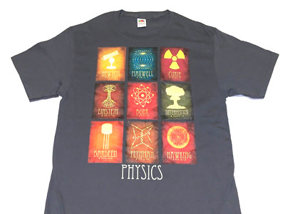 Physics Newton Curie Oppenheimer Einstein Hawking Physicists T-Shirt New! SMALL