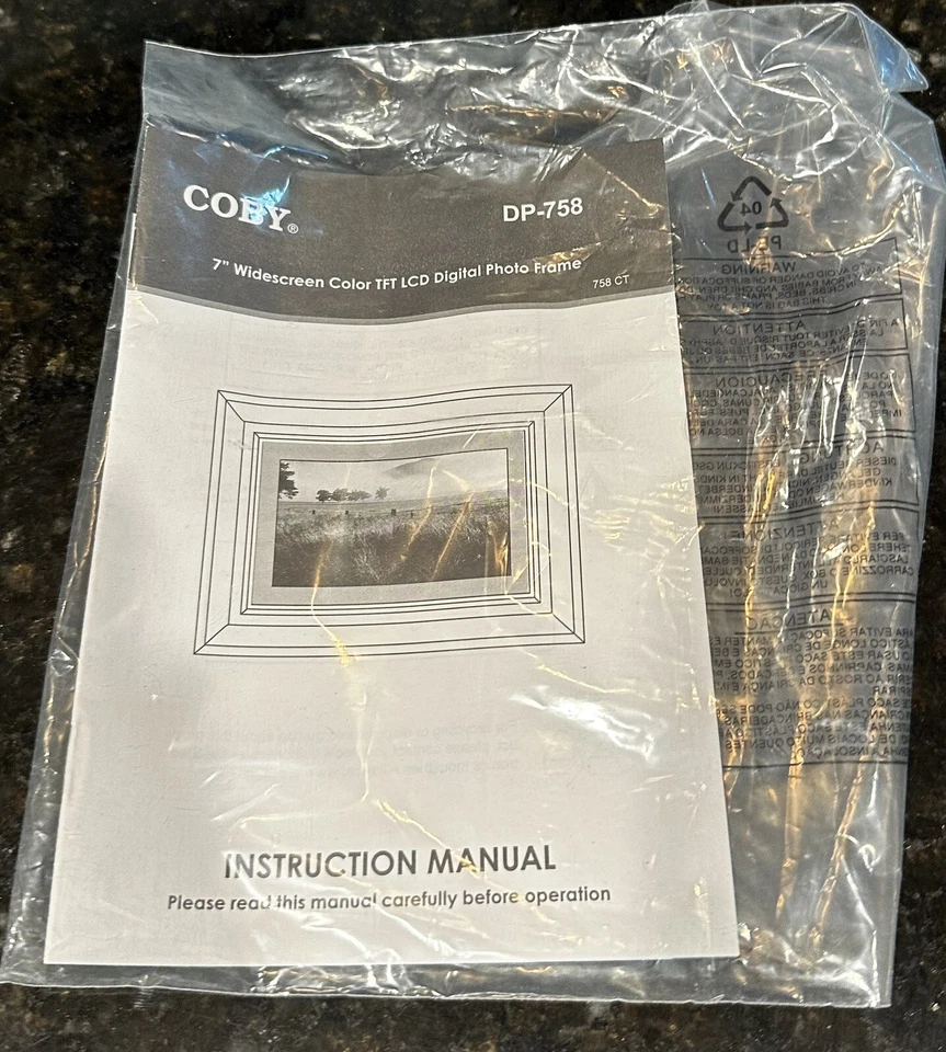 Coby DP-758 7" Widescreen Digital Photo Frame Black Wooden Frame used - Image 4 of 4