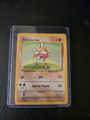 Hitmonchan 7/102 Holo Shiny Foil Base Starter Set Pokemon Karte TCG 1999 Vintage