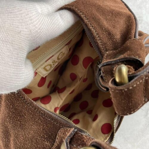 Dolce & Gabbana D&G Women's Shoulder Bag Handbag Hobo Suede Brown Vintage - Picture 9 of 11