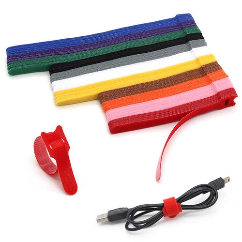 Releasable Cable Ties Reusable Nylon Hook Loop Cable Tidy Strap Fastener Straps - Picture 4 of 23