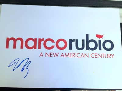 MARCO RUBIO HAND SIGNED CAMPAIGN SIGN PRESIDENT FLORIDA SENATOR AUTOGRAPH COA