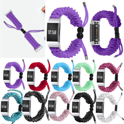 For Fitbit Charge 3 4 Replacement Wristband Adjustable Nylon Braided Band Strap