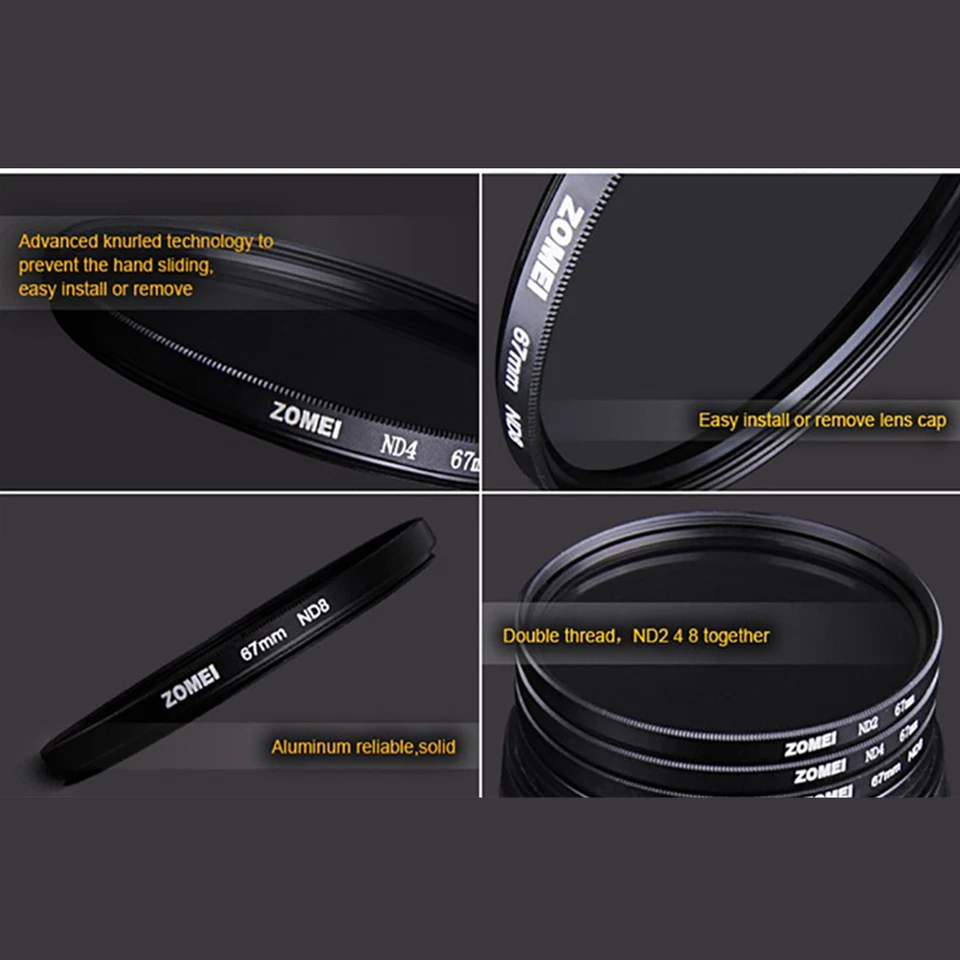 ZOMEI Optical Neutral density Filter ND2 37-82mm for Canon Nikon Sony Pentax - Image 4 of 4