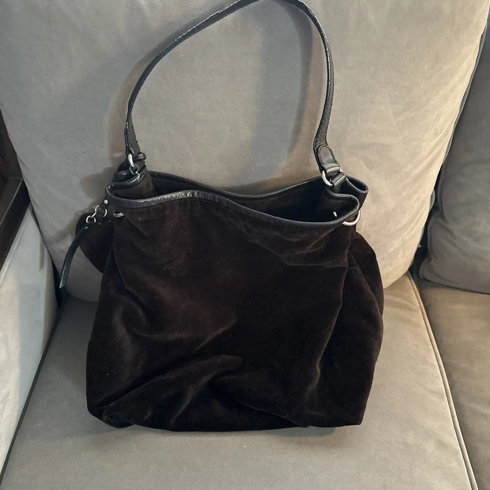 Juicy Couture No 1 Darling of Couture Brown Velvet LG Hobo Shoulder Bag EUC,$280 - Image 3 of 4