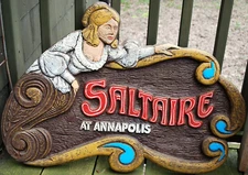 Vtg 35" PUB TAVERN SIGN Hand Carved SHIP'S FIGUREHEAD WOMAN Wall Hanging SIGNED