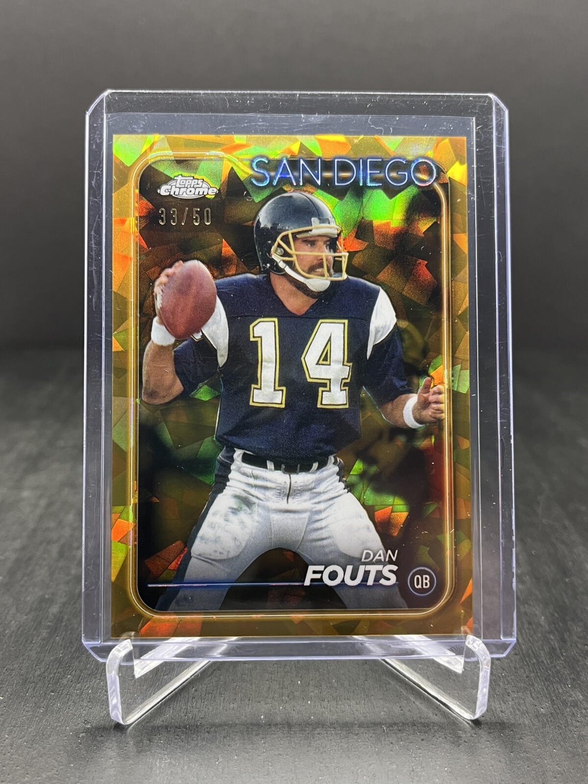 2024 Topps Chrome Sapphire Football Dan Fouts Gold 33/50 #172