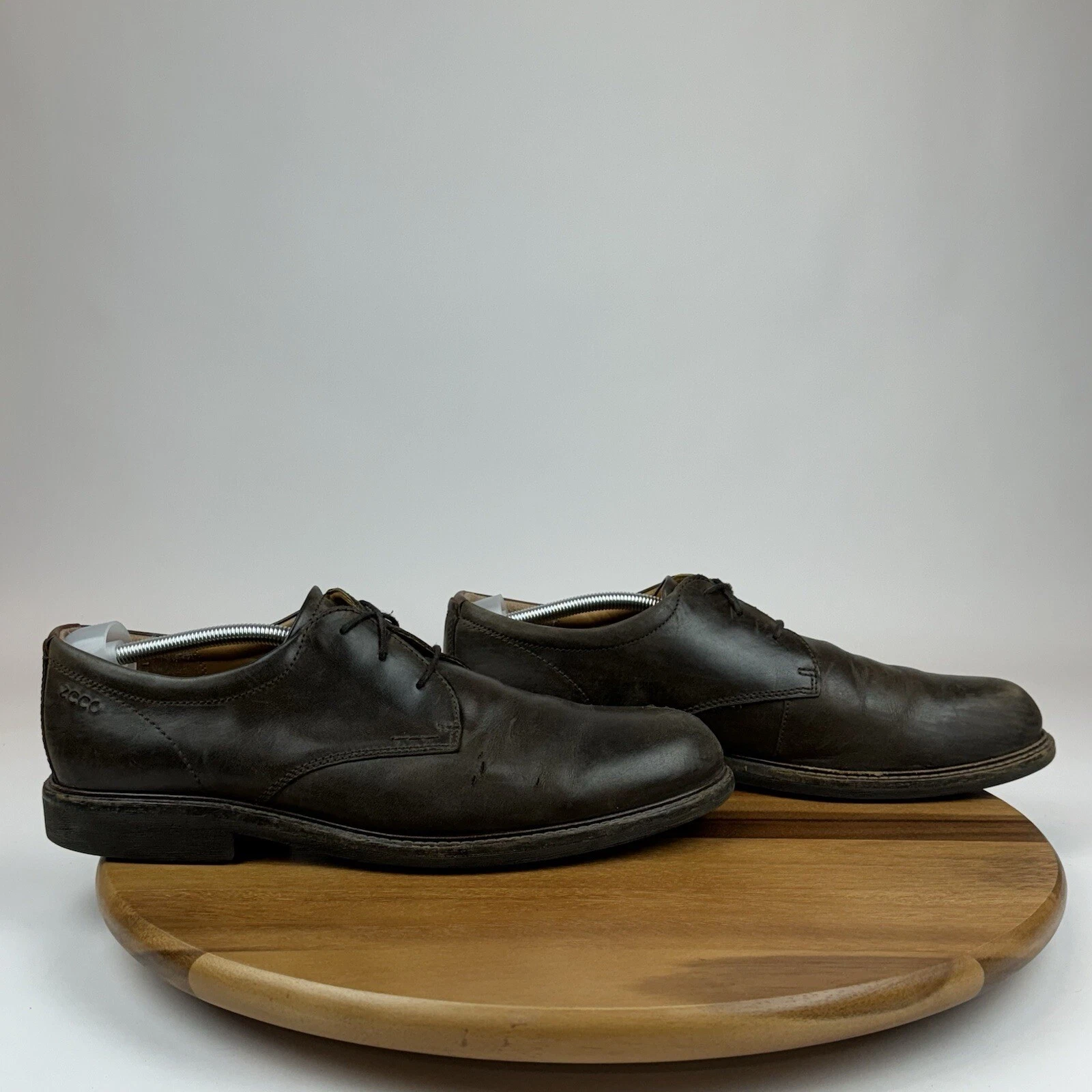 Scarpe Oxford uomo Ecco pelle marrone casual comode punta liscia taglia EU 46 OTTIME CONDIZIONI