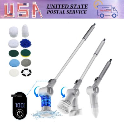 Electric Spin Scrubber 8 Replaceable Brush Heads Shower 3 Speeds Cleaner Brush