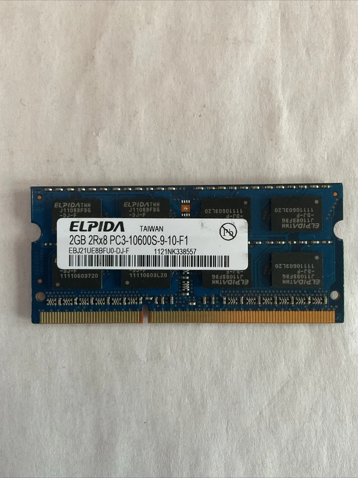 Elpida 2GB 2RX8 PC3 10600S-9-10-F1 (EBJ21UE8BFU0-DJ-F) Laptop RAM Free Shipping - Image 2 of 3