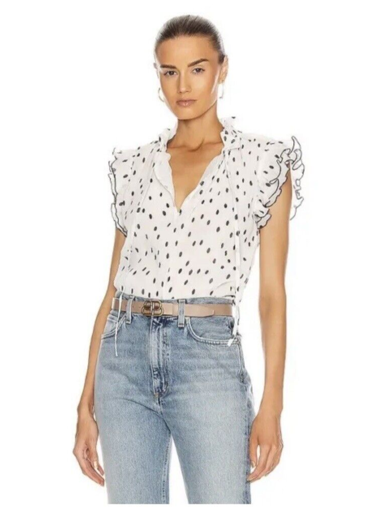 ganni dotted georgette blouse