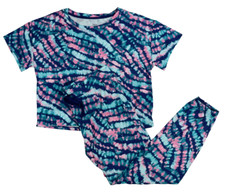 Jenni Intimates 2-Piece Women's Crop Top  Jogger Pants Pajama, Line Tiedye, XL