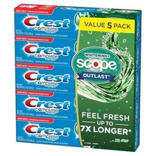 Crest Complete Whitening + Scope Mint Outlast Toothpaste, 5 pk./7.3 oz 0.90 per gallon
