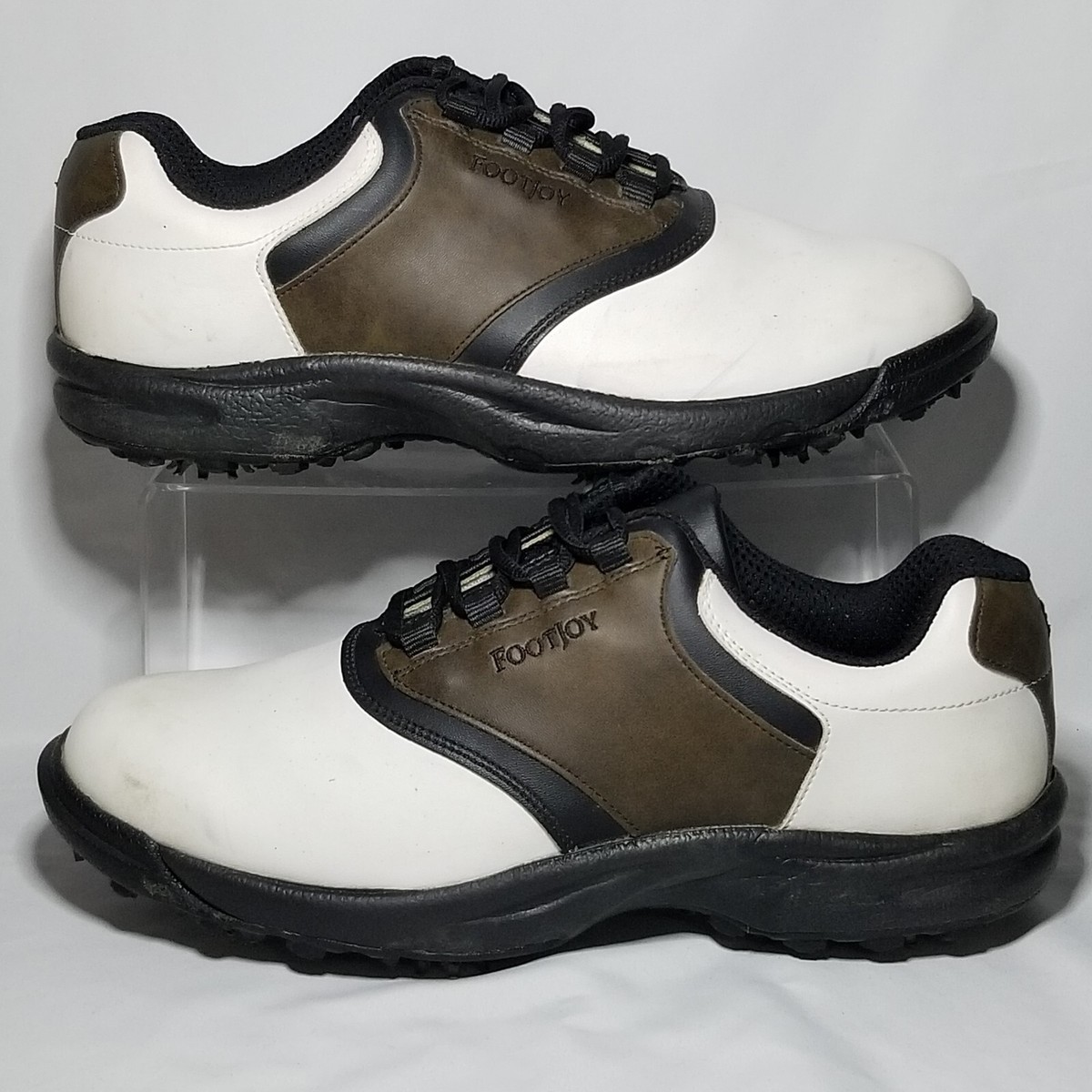 FootJoy GreenJoys Golf Shoes Mens 10‎ White Brown Good Spiked Saddle 45516 FOOTJOY Men main image 3