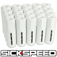 Sickspeed 20 Pc White Capped Aluminum Extended 60mm Locking Lug Nuts 14x1.5 L37