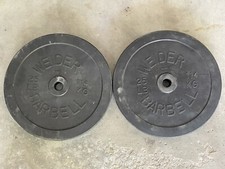 Set of 2 Weider 25lb Barbell Bumper Weight Plates Rubber Coated 50lb Total