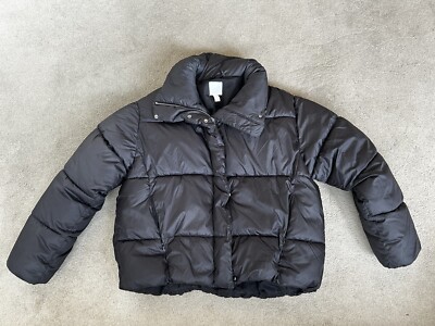H&M Black Oversized Puffer Coat Size Small 8-10 UK