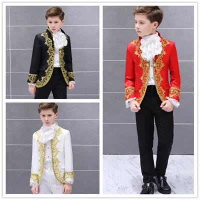 Jungen Kinder Stickerei Anzug Jacke Blazer Hose Retro Kostüm 2 Stück - Bild 1 von 4