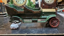 A.C. Williams Cast Iron Touring Car 1920's Green and Gold as is