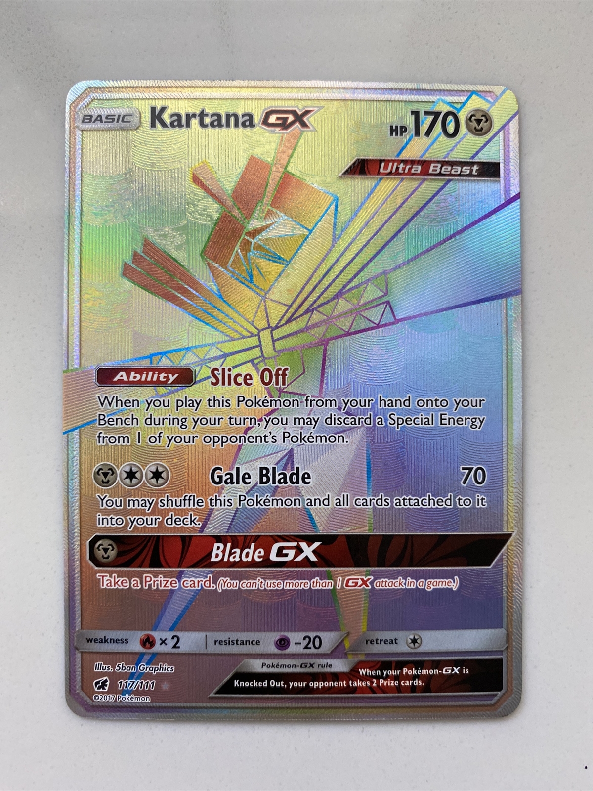 POKEMON TCG KARTANA GX 117/111 RAINBOW SECRET RARE Crimson Invasion
