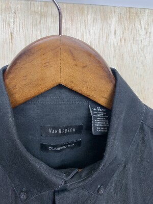 Van Heusen Mens Classic-Fit Point Collar Poplin Dress Shirt Black Size 15.  15.5 | eBay