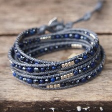 Sodalite wrap bracelets for womens, Boho bracelets, beadwork bracelets