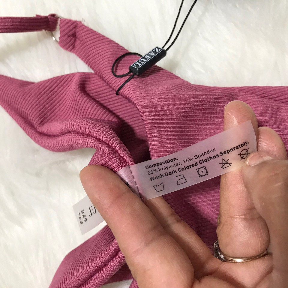 Zaful Size L Womens Pink String Bikini with Rings Swimsuit eBay