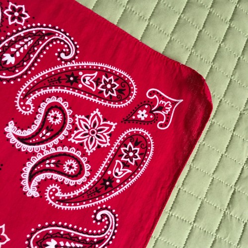 Bandana Vintage COLOR RÁPIDO 100% Algodón Elefante Rojo Paisley Flores - Imagen 5 de 7