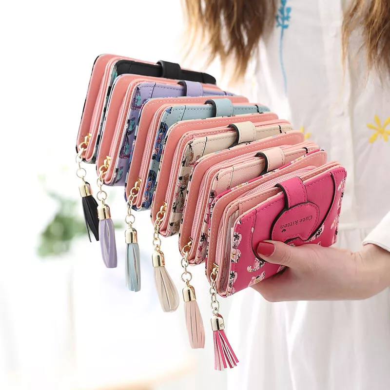 Wallet for Girls PU Leather Card Holder Organizer Women Small Cute