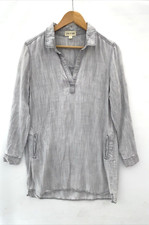 CLOTH & STONE Gray Wash Popover Collared Shirt Dress Roll Tab Long Sleeve Size M