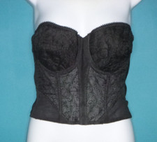 Vtg 50s 60s Playtex Living Longline Strapless Bra Black Sz 34C